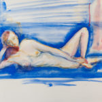 Blaue Couch (Pigment, 36 x 48 cm)