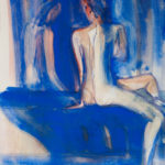 Blaue Couch (Pigment, 36 x 48 cm)