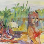 Am Strand (Aquarell und Acryl auf Karton 29 x 37 cm)