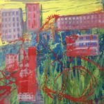 Vernetzt. Acryl hinter Glas, 40×50